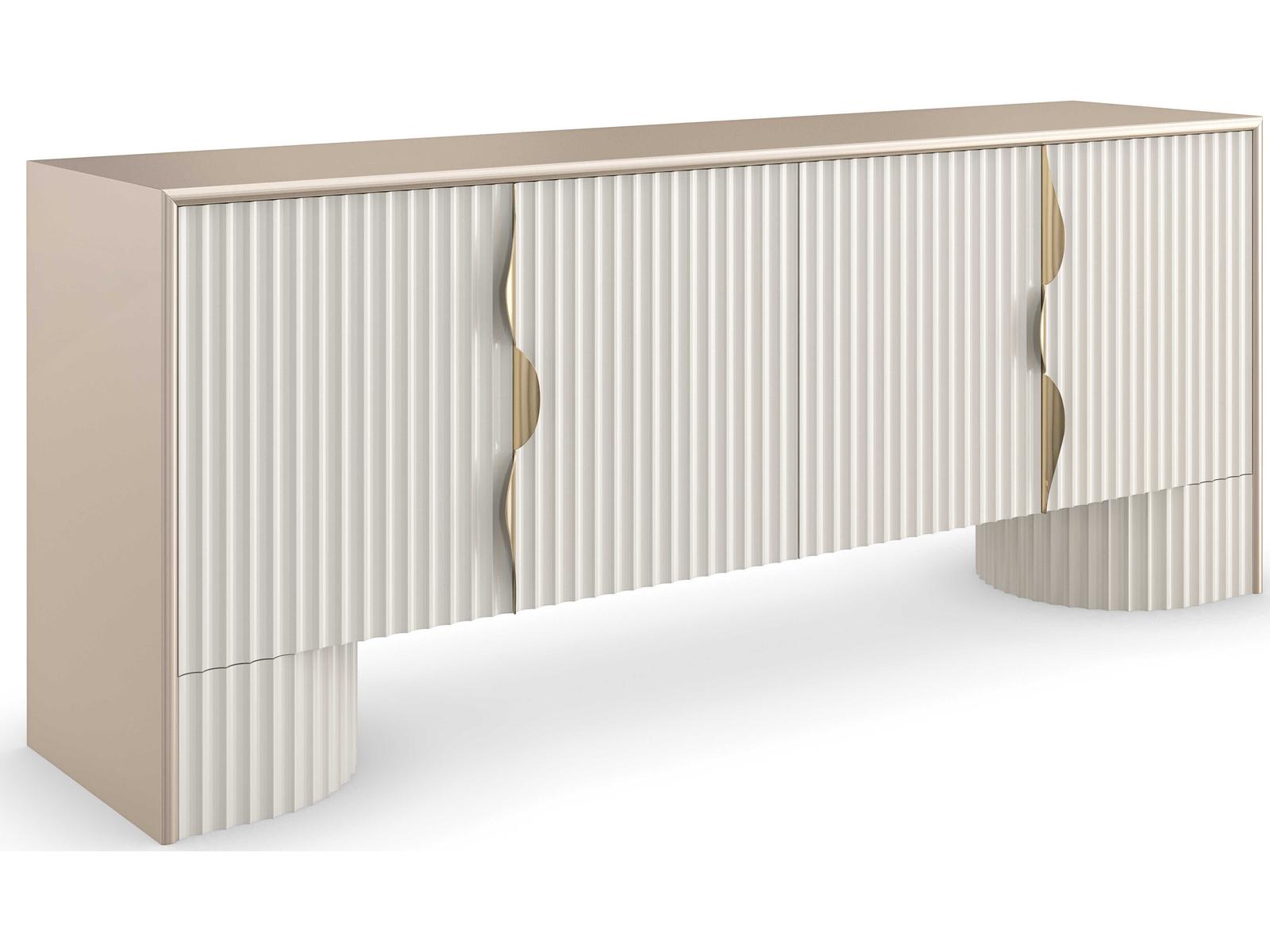 Classic Corinthian Media Console in Sparkling Argent and Almond Milk