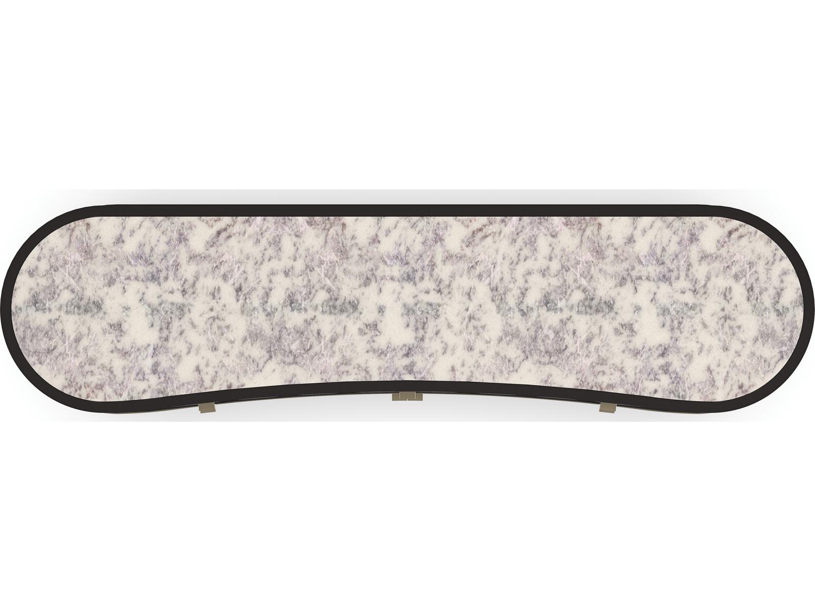 Classic Glace Kidney Bean Sideboard in Almost Black and Polished Silver