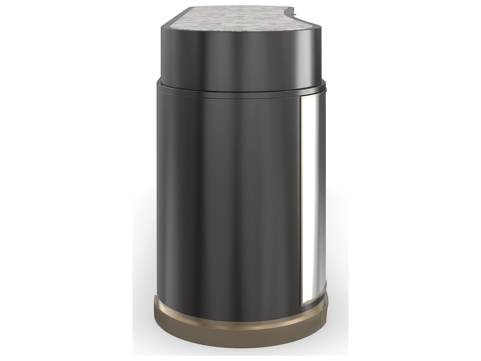 Classic Glace Kidney Bean Sideboard in Almost Black and Polished Silver