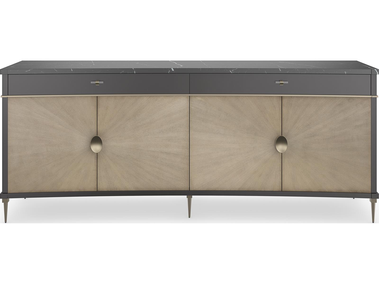 Classic Noir Sideboard in Almost Black with Black Marble Top