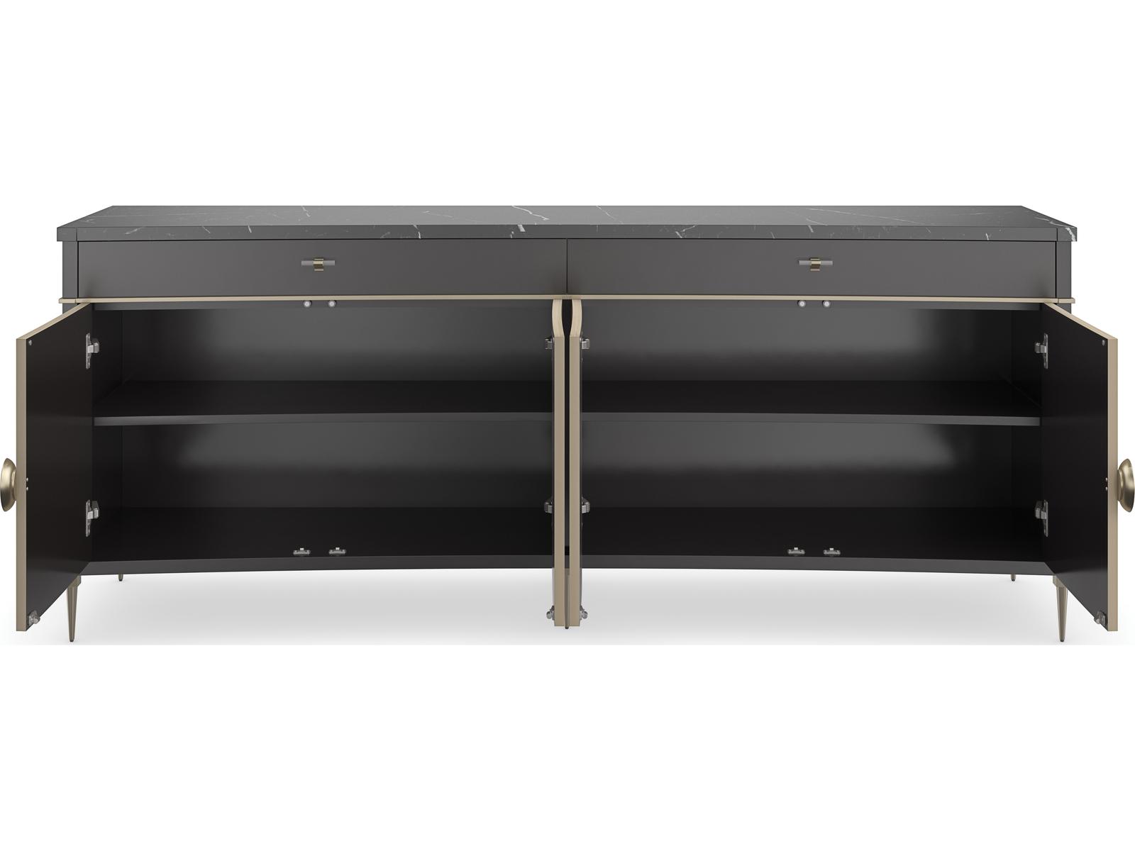 Classic Noir Sideboard in Almost Black with Black Marble Top