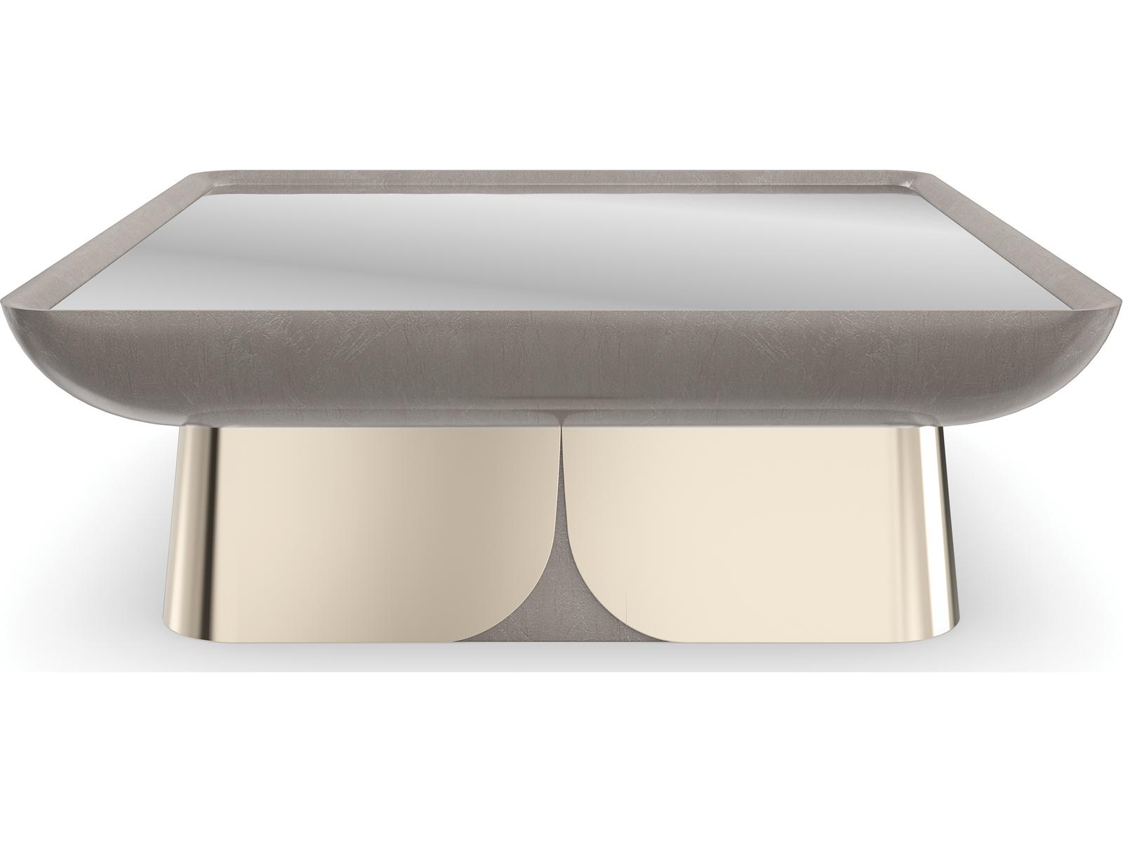 Zenith Square Coffee Table in Mirror Gold and Charcoal Leaf