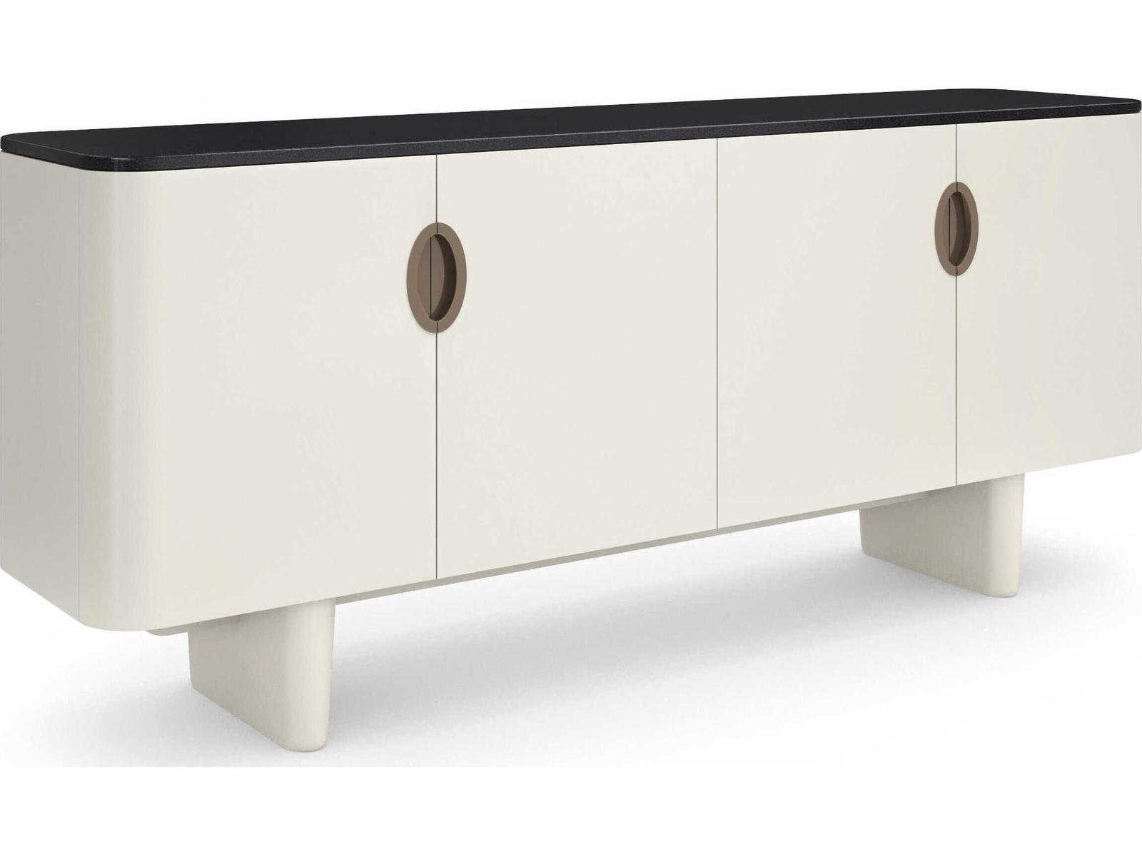 Paragon Rectangle Sideboard in Blanc Gloss and Shanxi Black Marble