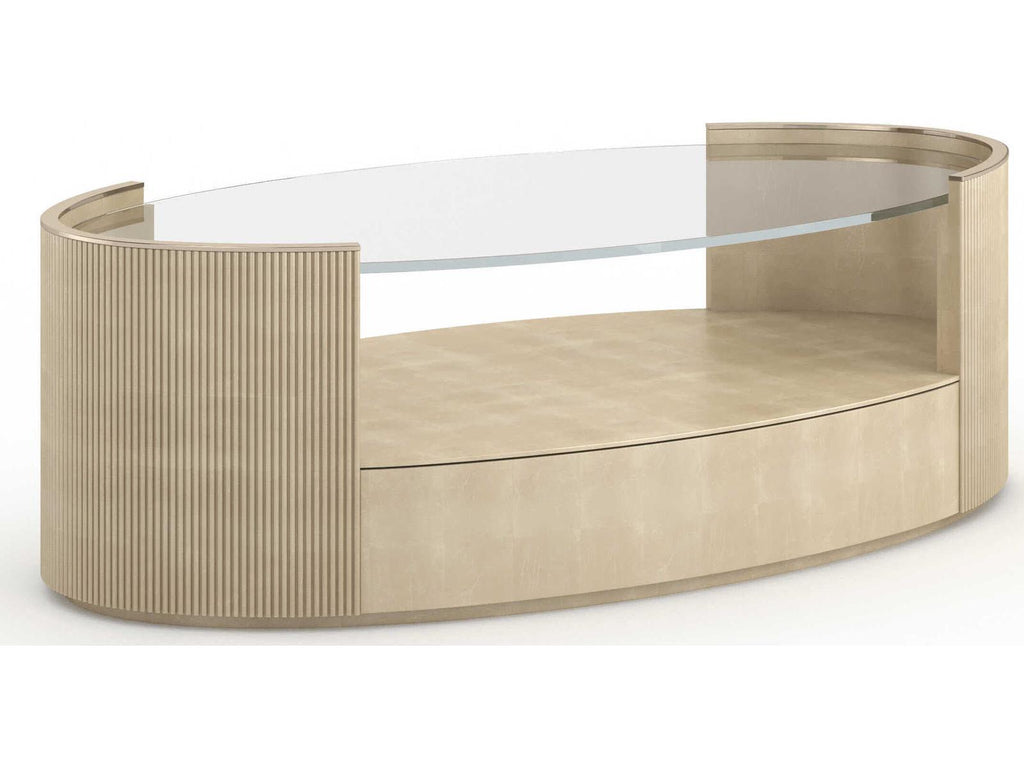 Love Oval Cocktail Table Oracle Clear Glass Top with Drawer