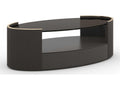 Classic Love Oval Coffee Table with Smoked Bronze Glass Top Dark Chocolate