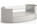 Love Oval Cocktail Table Smoked Bronze Glass Top Matte Pearl Finish