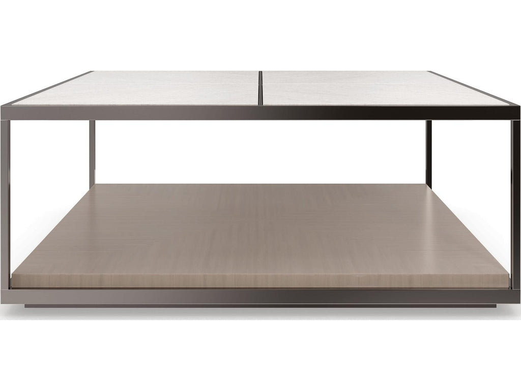 Cartesian Square Coffee Table with Creme Travertine Top