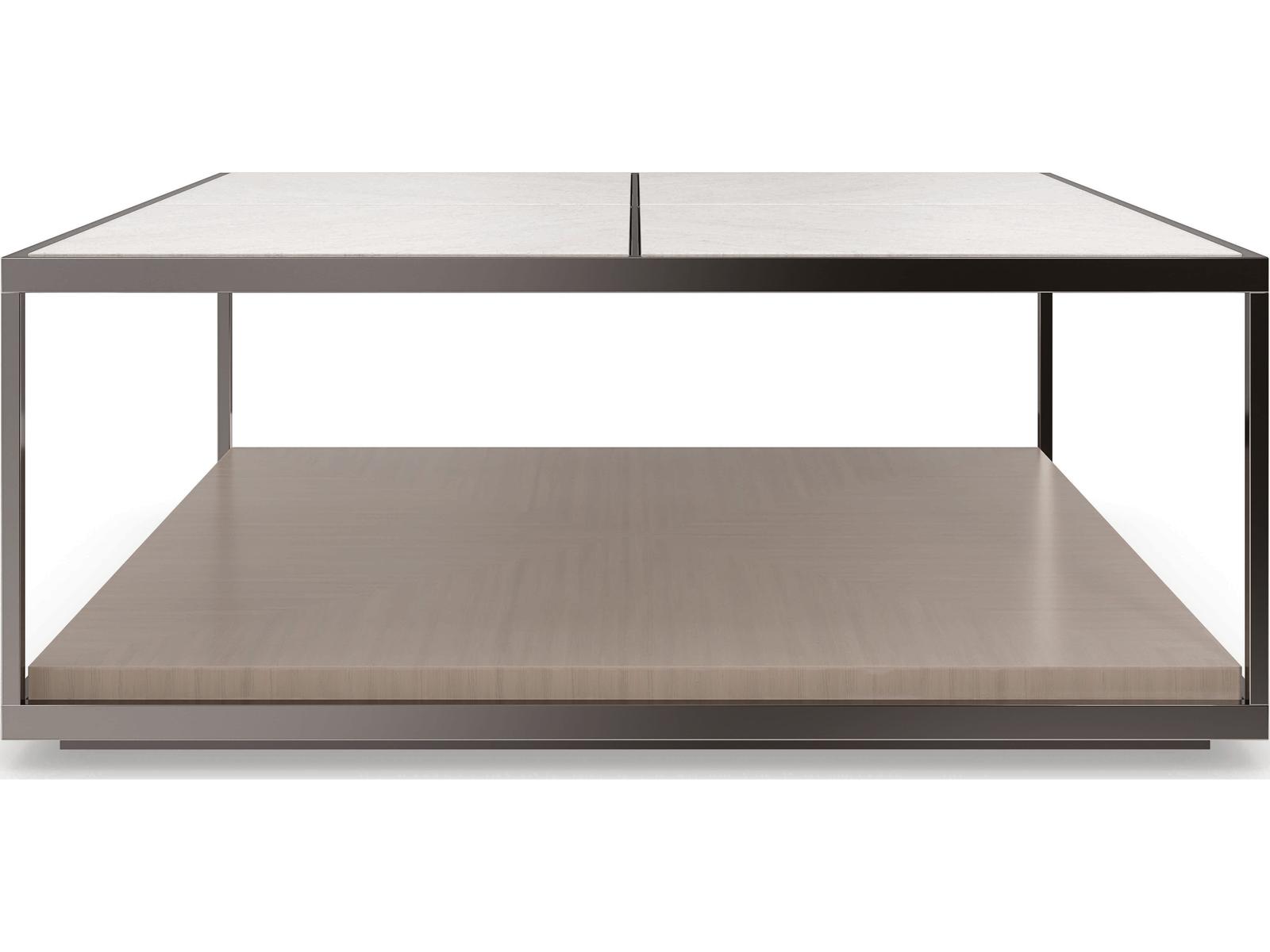 Cartesian Square Coffee Table with Creme Travertine Top