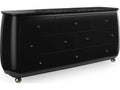Cabochon 8-Drawer Dresser with Tree Black Stone Top in Piano Black