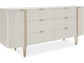 Love At First Sight 78-Inch 6-Drawer Dresser in Matte Pearl and Whisper of Gold