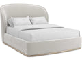 Classic Soft Silver Paint Hardwood Upholstered Queen Platform Bed