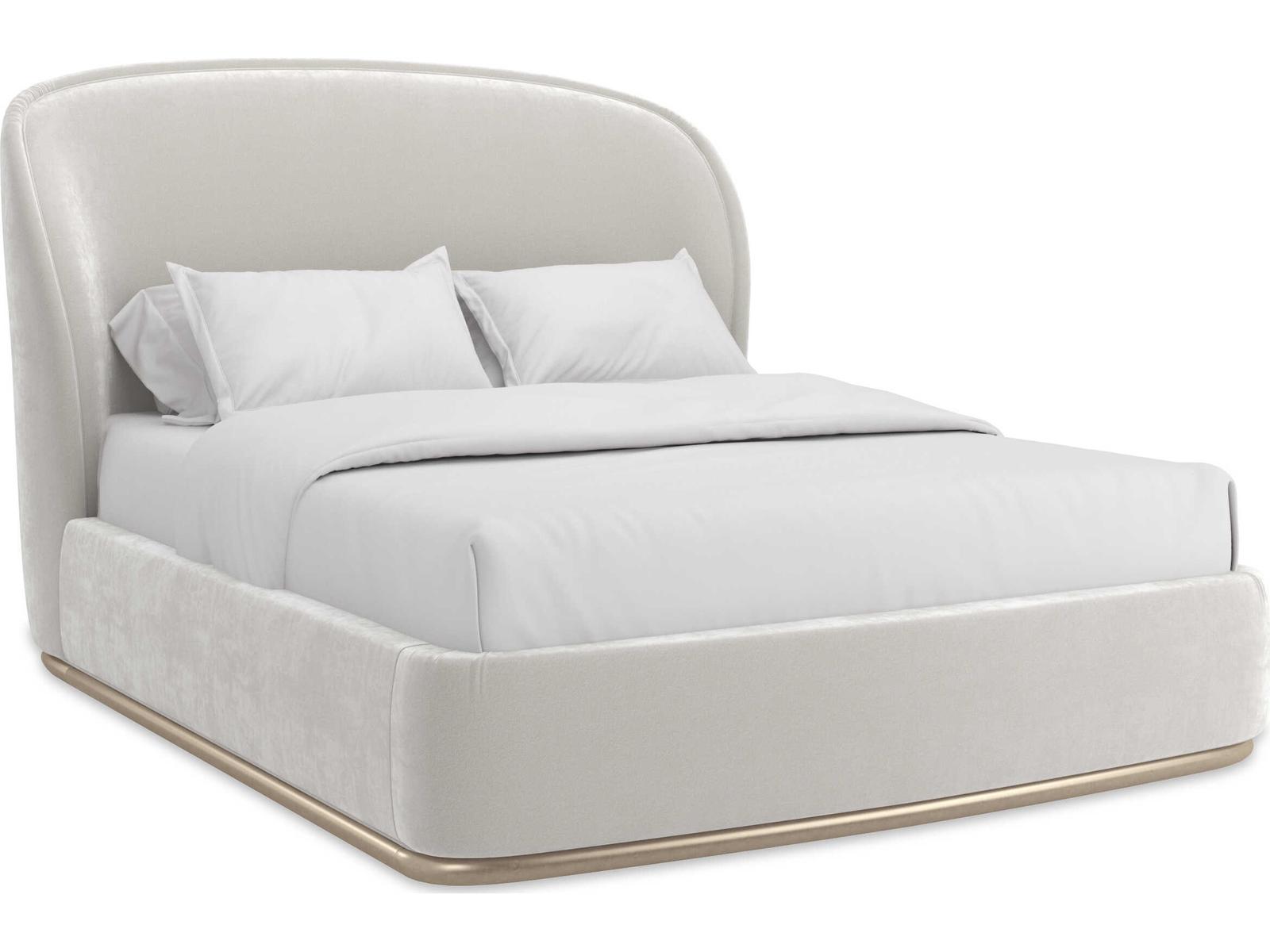 Classic Soft Silver Paint Hardwood Upholstered Queen Platform Bed
