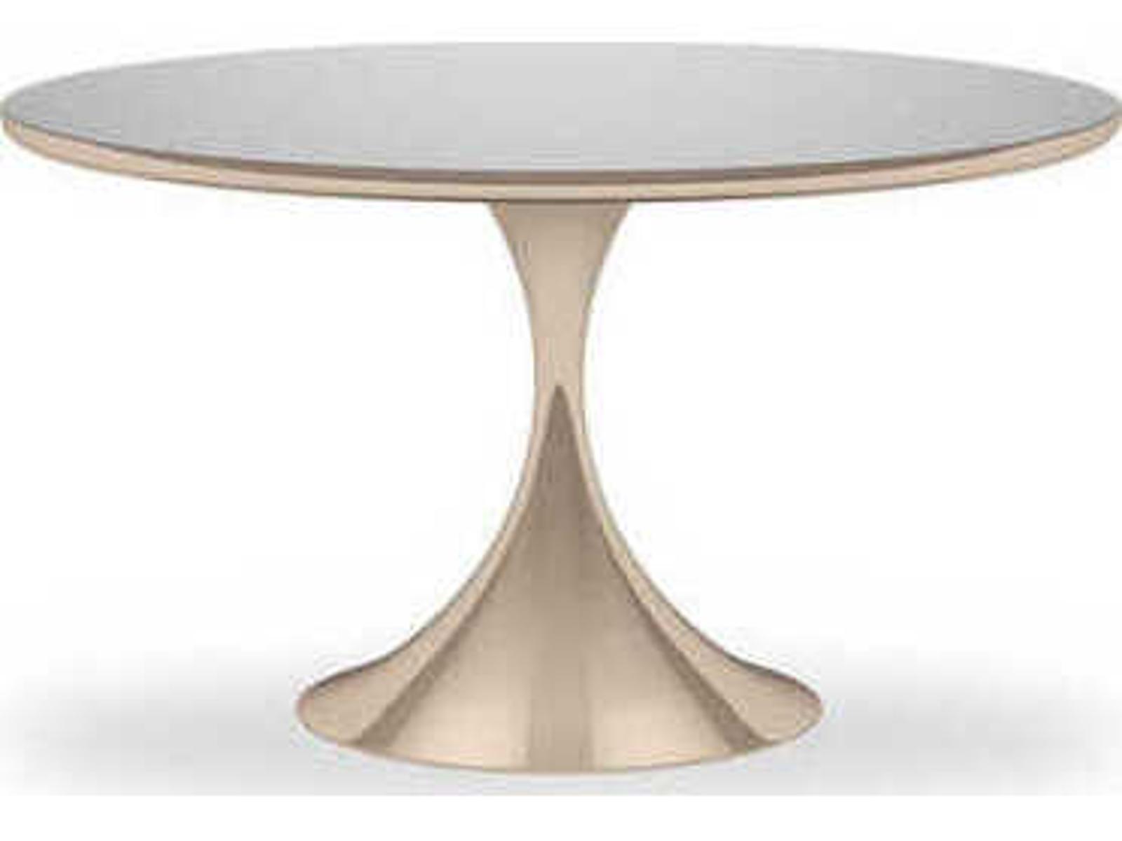 Semper 54-Inch Round Dining Table in Whisper of Gold with Silver Mirror Top