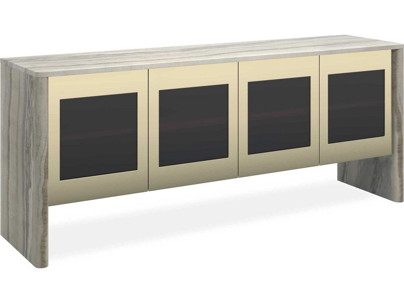 Classic Sojourn Gray Onyx Stone Sideboard with Whisper of Gold Accents