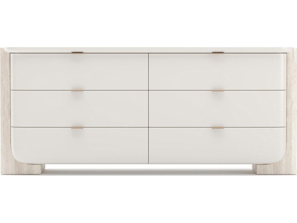 Overlap Light Dresser in Latte Gloss with Travertine and Whisper of Gold