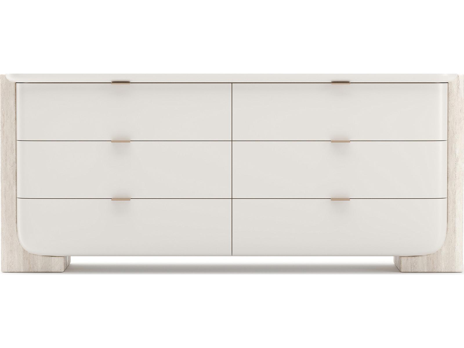 Overlap Light Dresser in Latte Gloss with Travertine and Whisper of Gold