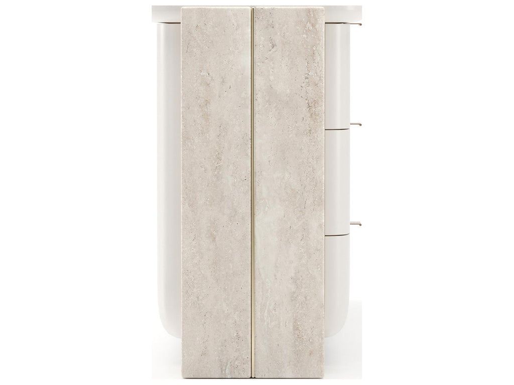Overlap Light Dresser in Latte Gloss with Travertine and Whisper of Gold