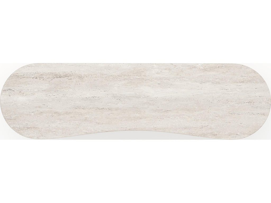 Fleur 6-Drawer Dresser in Porcini with Travertine Top and Gold Hardware