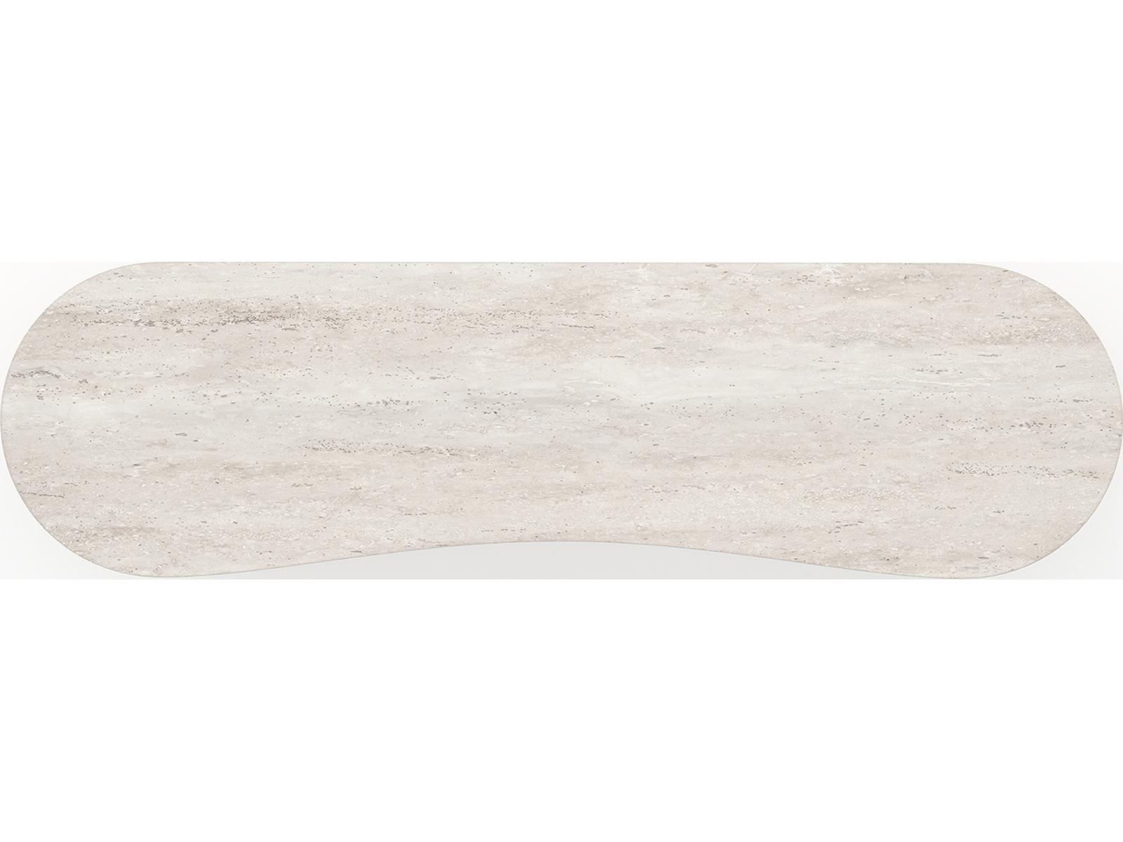 Fleur 6-Drawer Dresser in Porcini with Travertine Top and Gold Hardware
