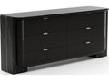 Overlap 6-Drawer Dresser in Piano Black and Nero Marquina