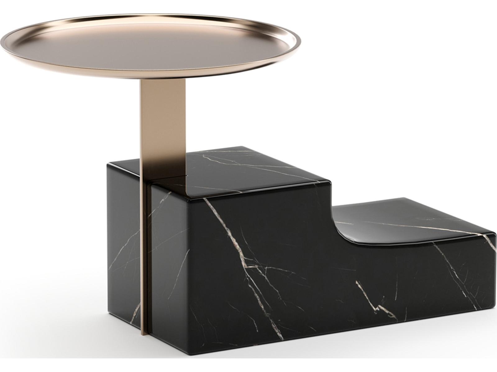 Overlap Nightstand Dark Nero Marquina Stone and Whisper of Gold