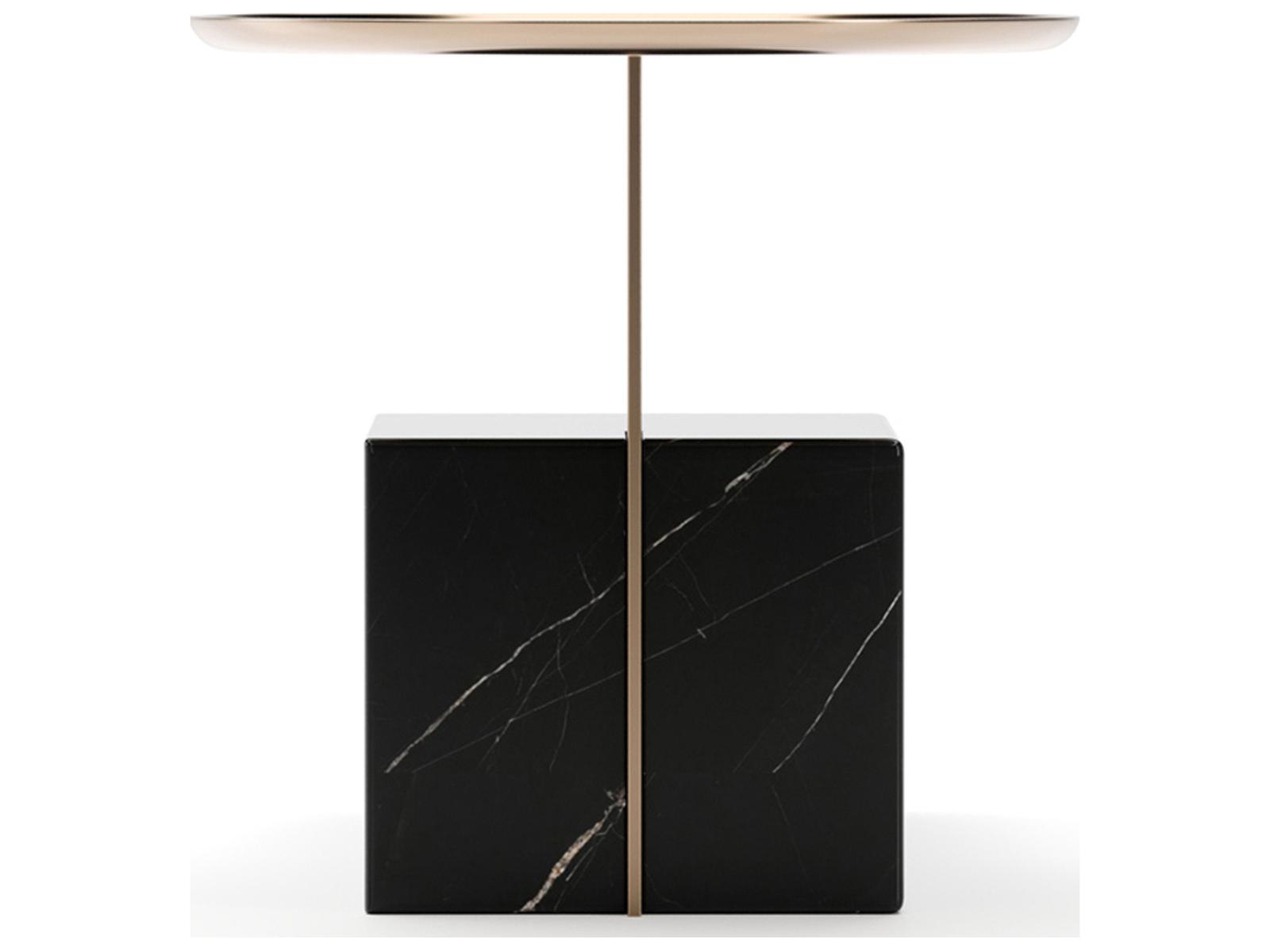 Overlap Nightstand Dark Nero Marquina Stone and Whisper of Gold