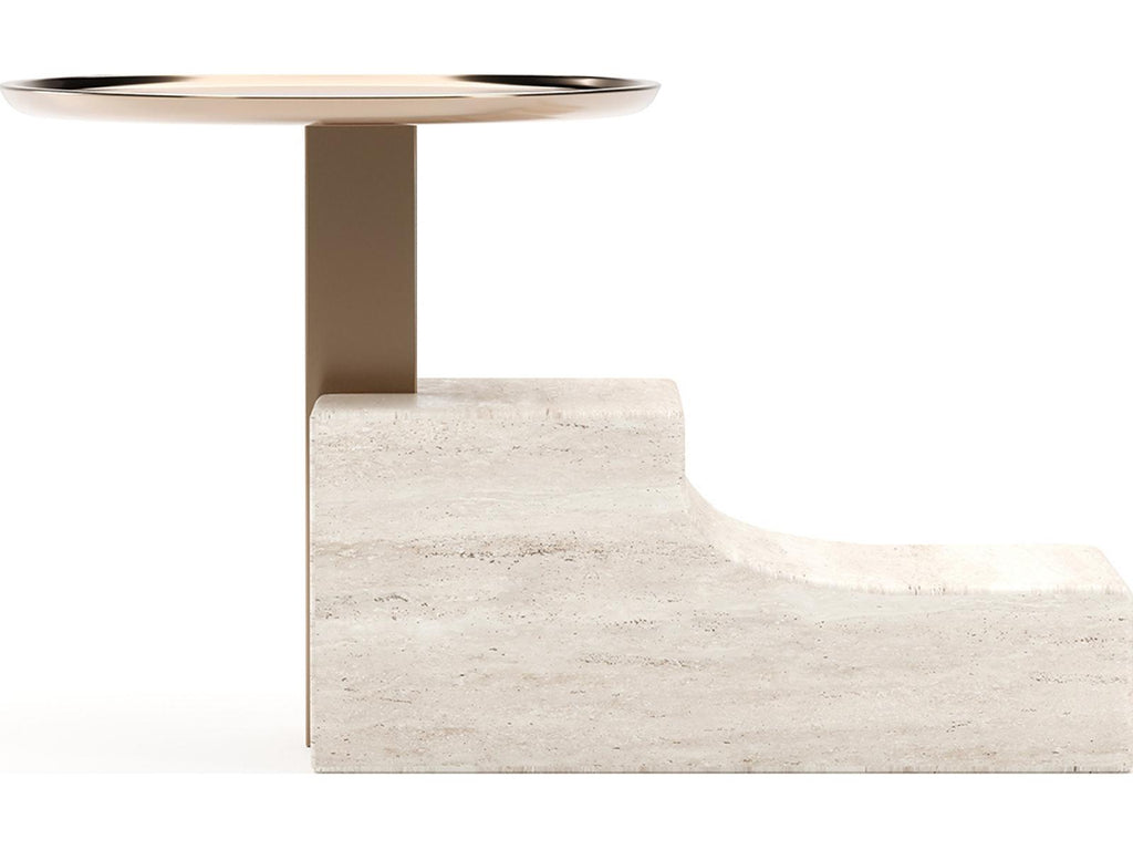 Overlap Nightstand Base Light in Whisper of Gold with Travertine