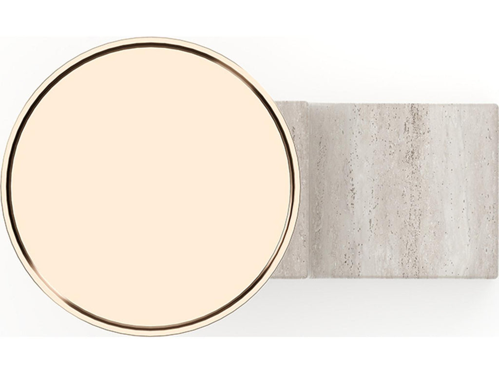 Overlap Nightstand Base Light in Whisper of Gold with Travertine