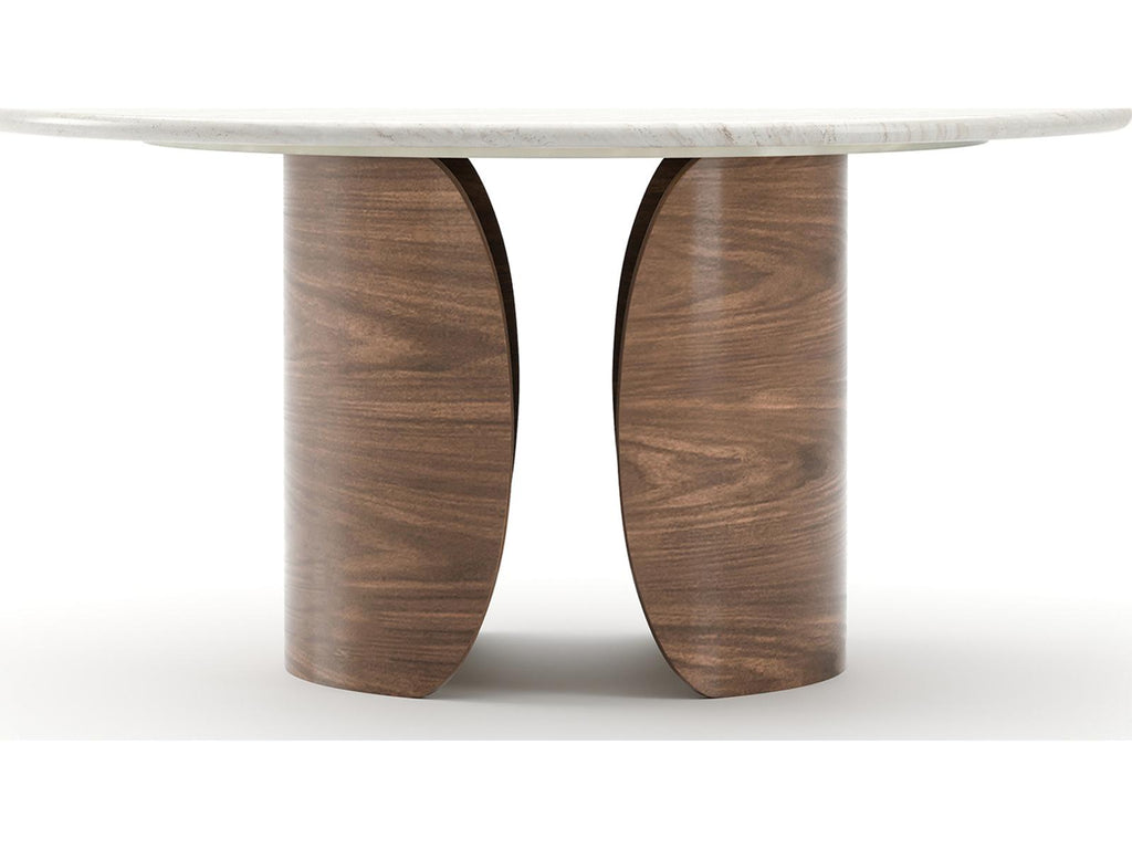 Fleur Round Dining Table in Porcini with Travertine Top