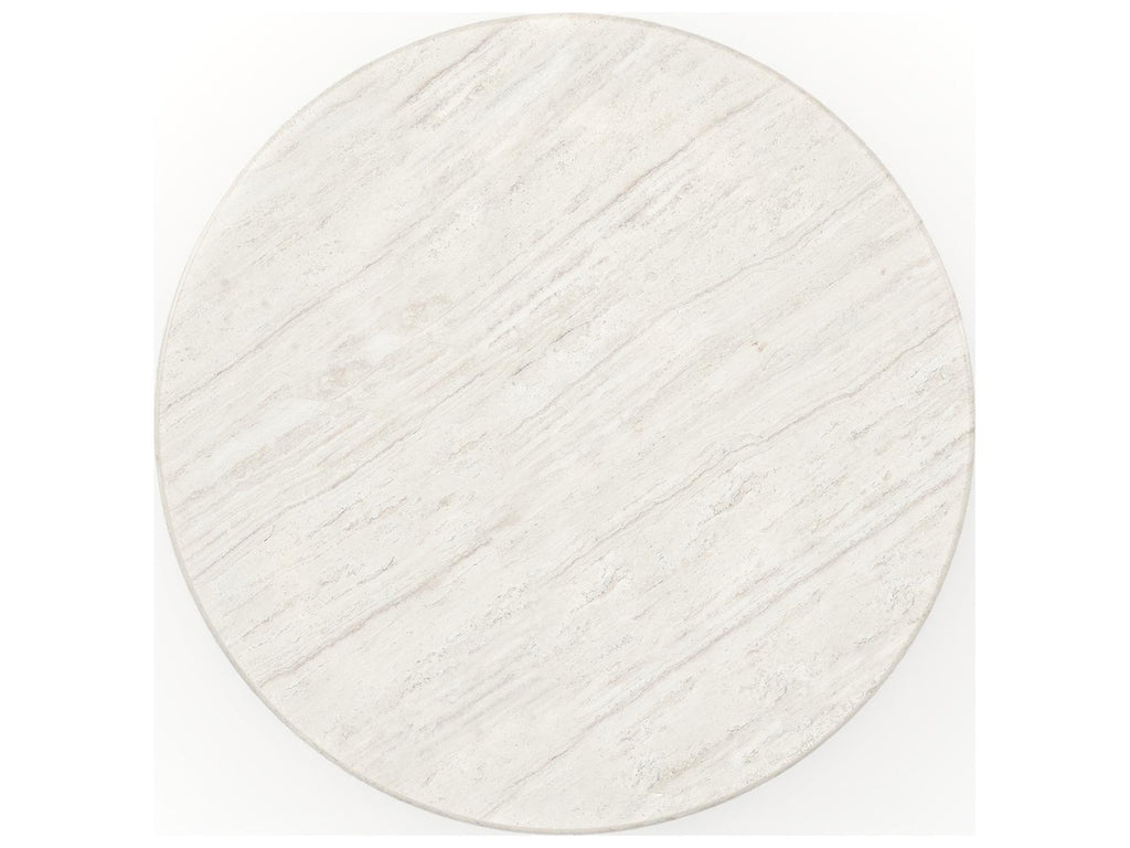 Fleur Round Dining Table in Porcini with Travertine Top
