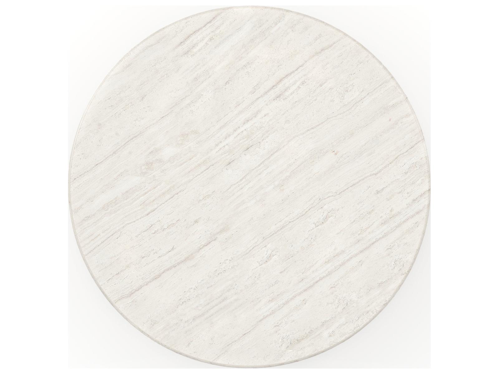 Fleur Round Dining Table in Porcini with Travertine Top