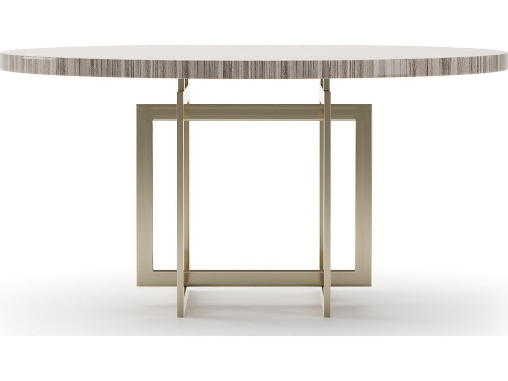 Wish You Were Here 60-Inch Round Dining Table Sandstone Top with Whisper of Gold Base