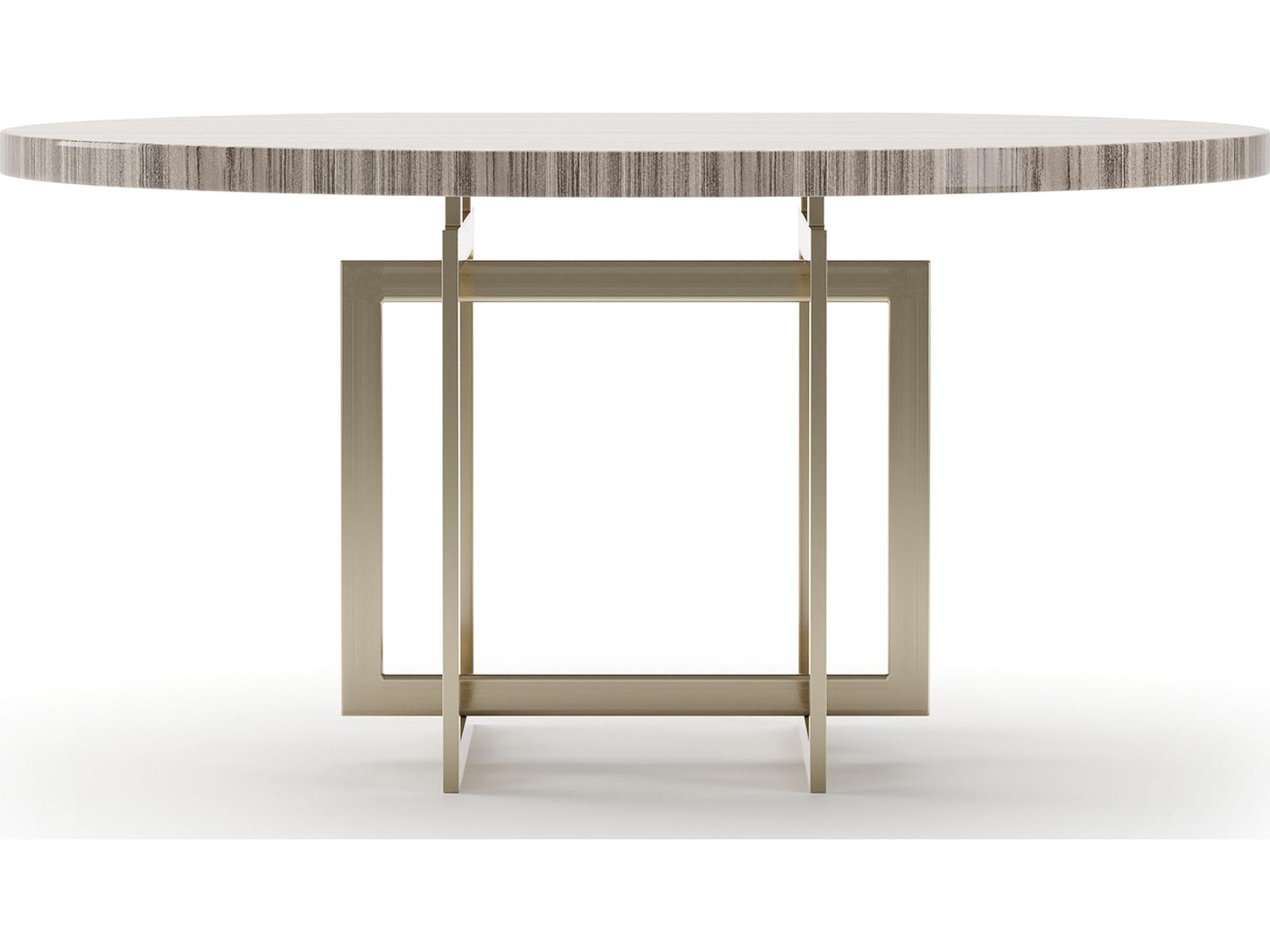 Wish You Were Here 60-Inch Round Dining Table Sandstone Top with Whisper of Gold Base