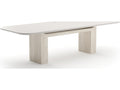 Overlap Rectangle 112-Inch Dining Table with Latte Top and Travertine Base