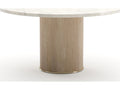 Rhythm 58-Inch Round Dining Table with Travertine Stone Top and Oak Base