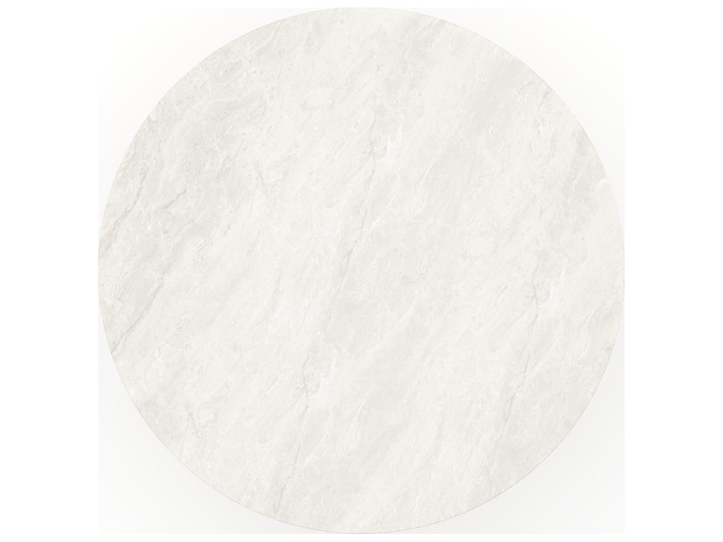 Rhythm 58-Inch Round Dining Table with Travertine Stone Top and Oak Base