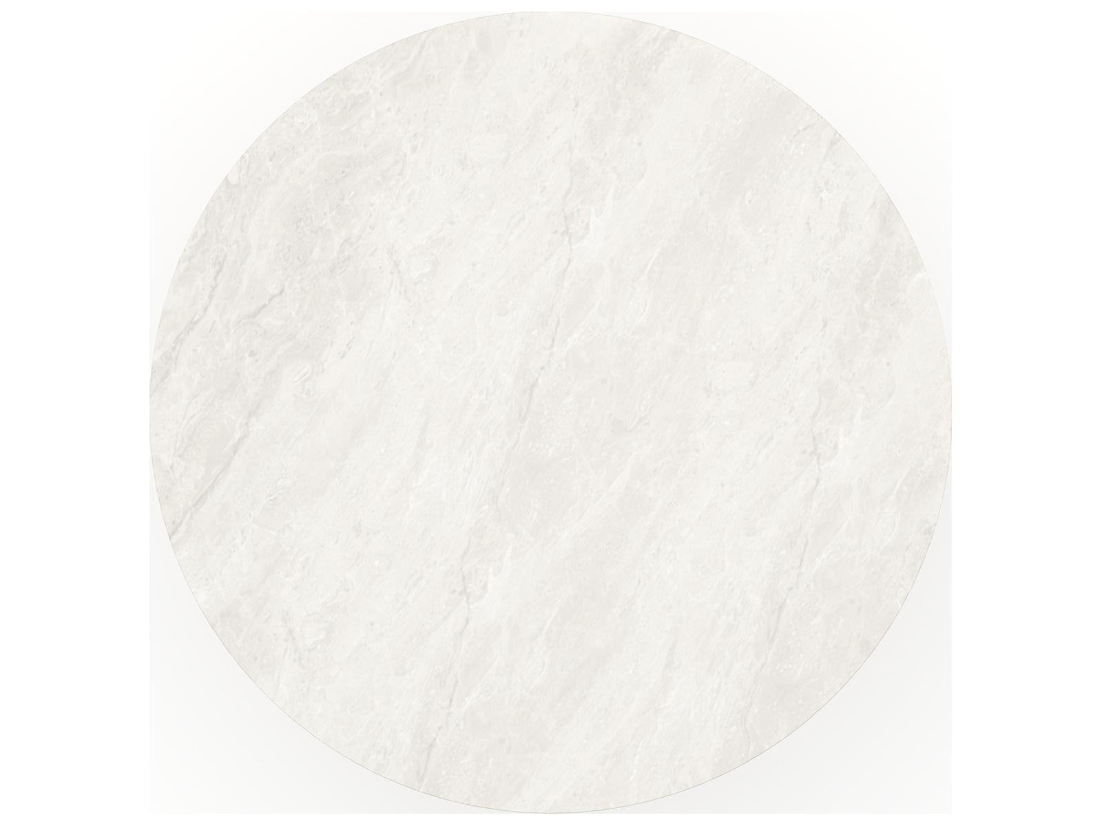 Rhythm 58-Inch Round Dining Table with Travertine Stone Top and Oak Base