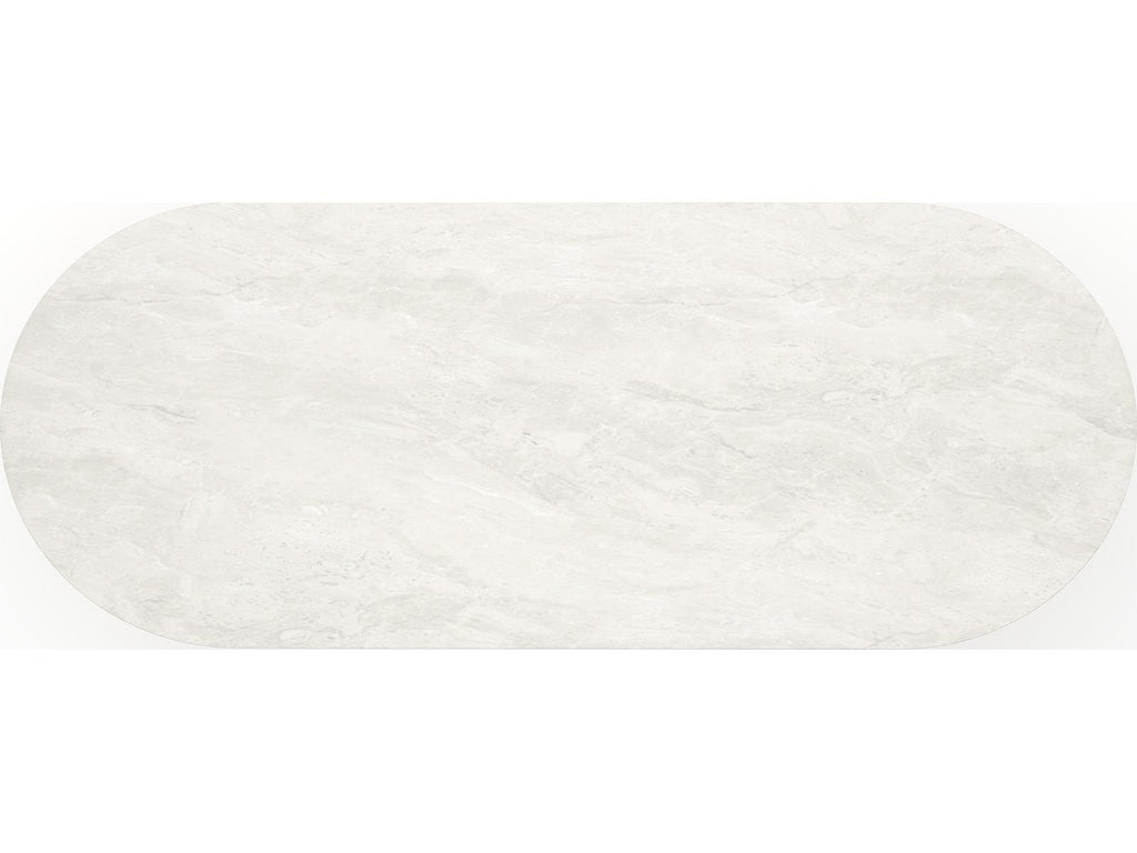 Rhythm 112-Inch Oval Creme Travertine Stone Top Dining Table