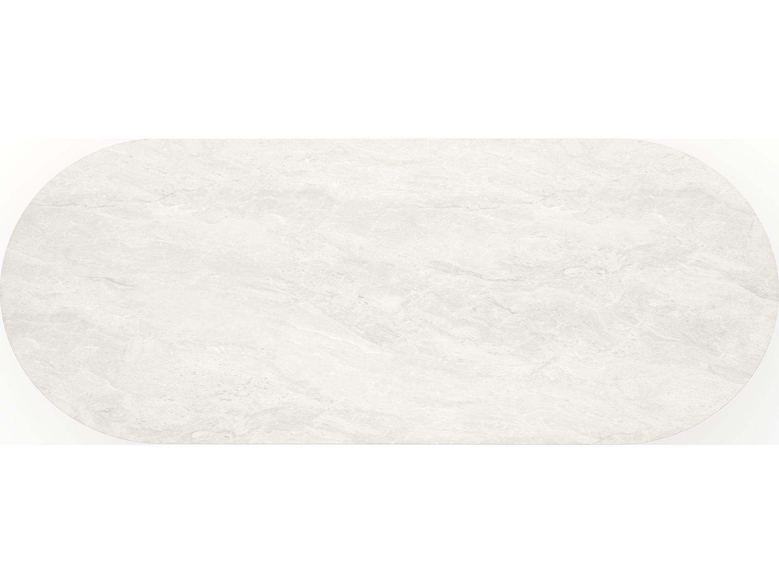 Rhythm 112-Inch Oval Creme Travertine Stone Top Dining Table