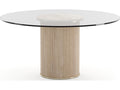 Rhythm 60-Inch Round Glass Top Dining Table in Sun Drenched Oak
