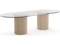Rhythm Oval Glass Top Dining Table Sun Drenched Oak and Lucent Bronze Metallic