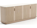 Rhythm 83-Inch Sideboard with Travertine Top and Reeded Oak Doors