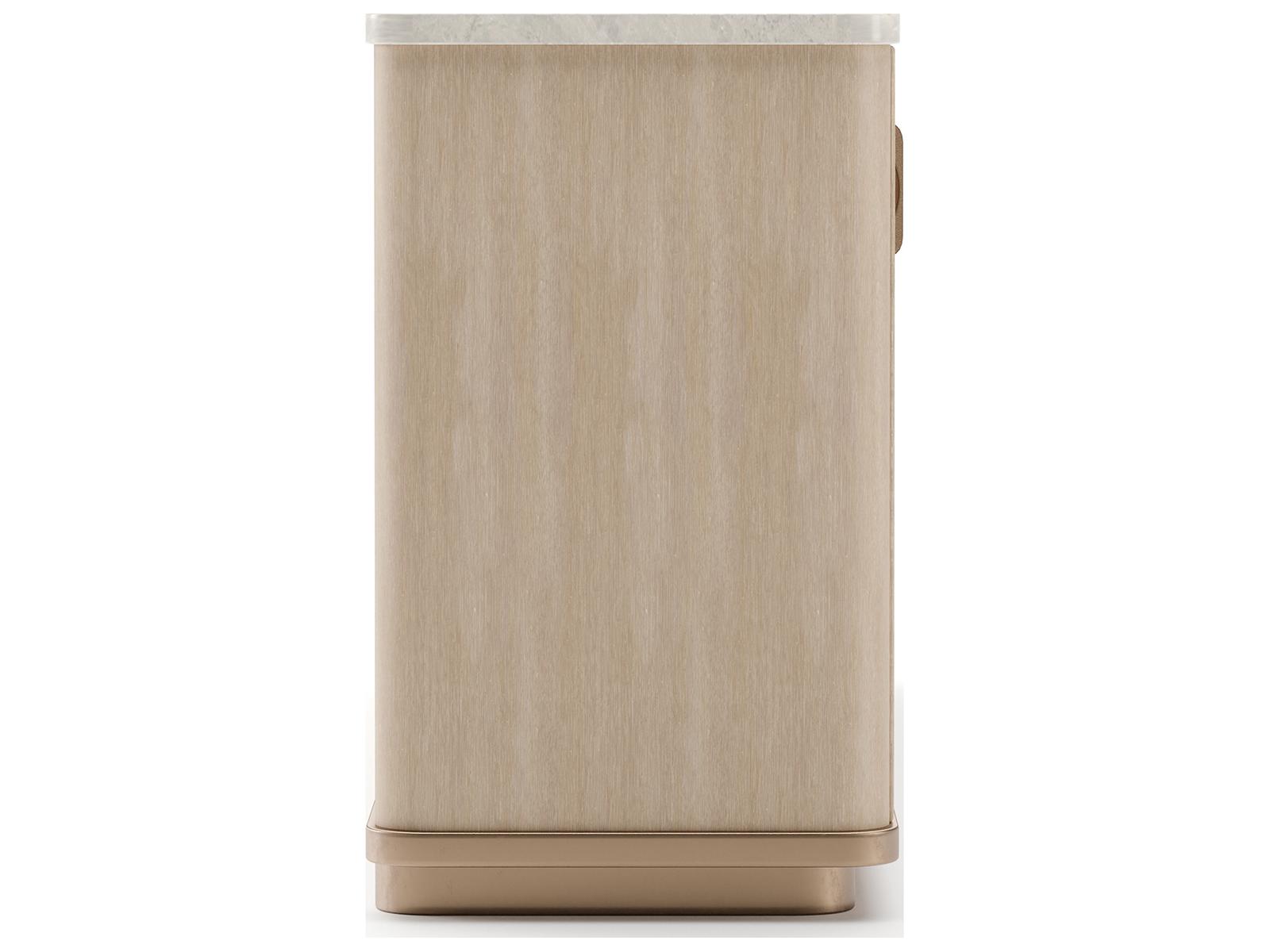 Rhythm 83-Inch Sideboard with Travertine Top and Reeded Oak Doors