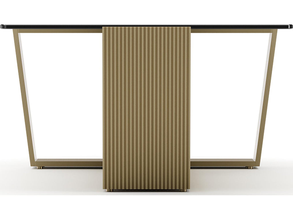 Counter Balance Rectangle Coffee Table in Brushed Gold and Smoked Bronze Glass