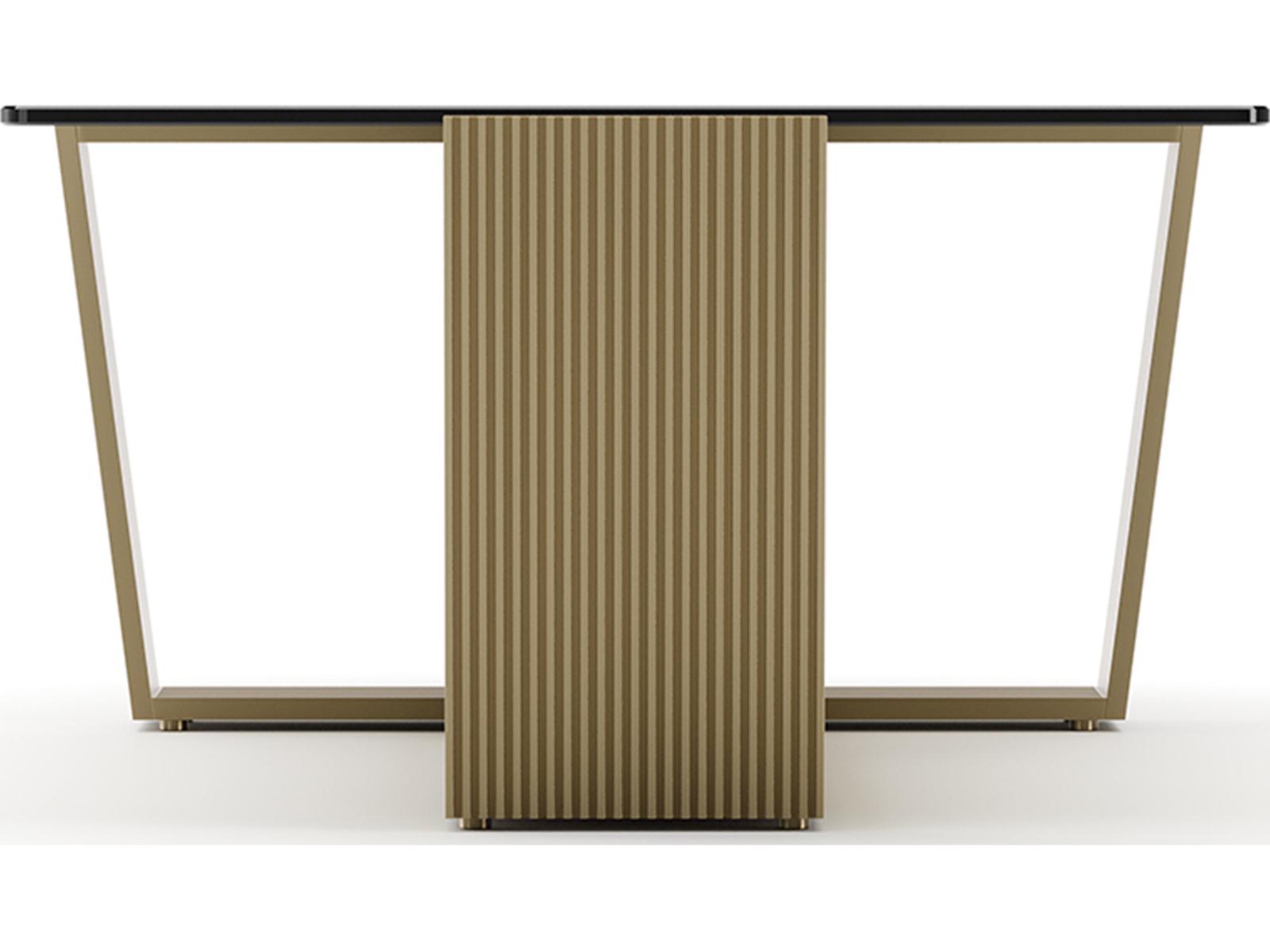 Counter Balance Rectangle Coffee Table in Brushed Gold and Smoked Bronze Glass