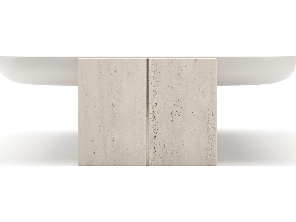 Overlap Rectangle Coffee Table Piano Black and Nero Marquina Stone