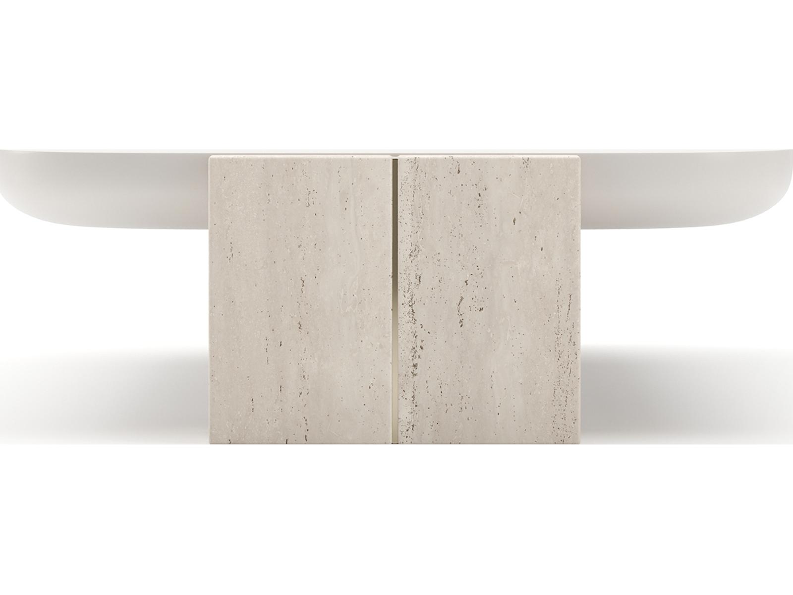 Overlap Rectangle Coffee Table Piano Black and Nero Marquina Stone