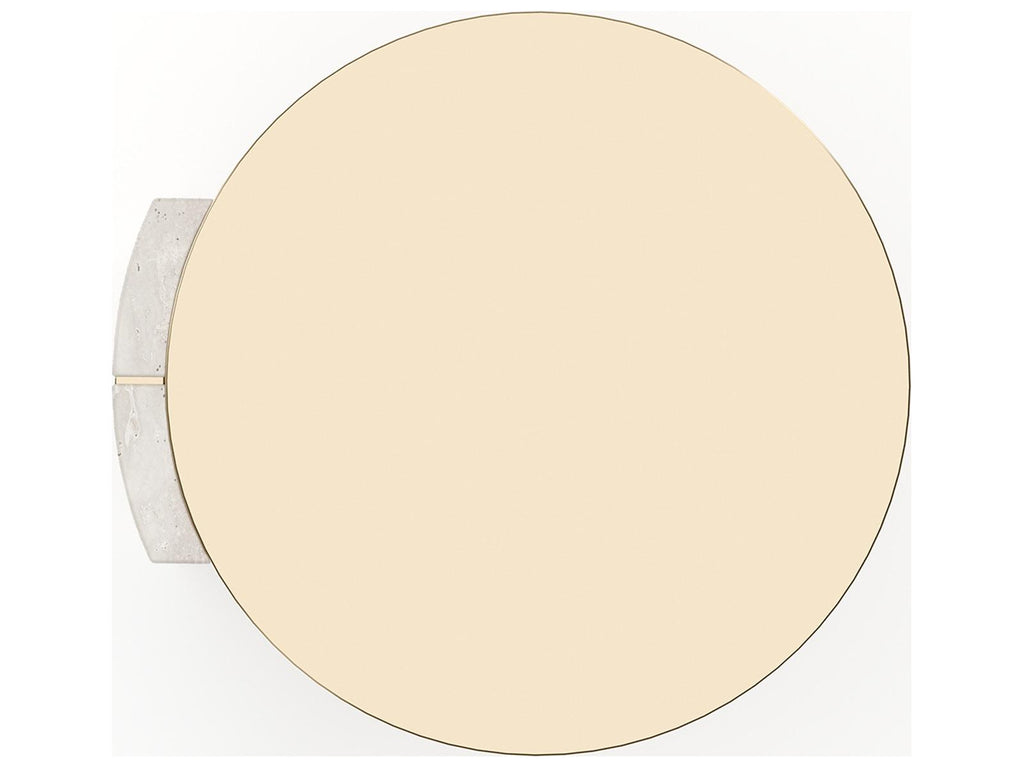 Overlap Round Side Table Light in Whisper of Gold and Travertine