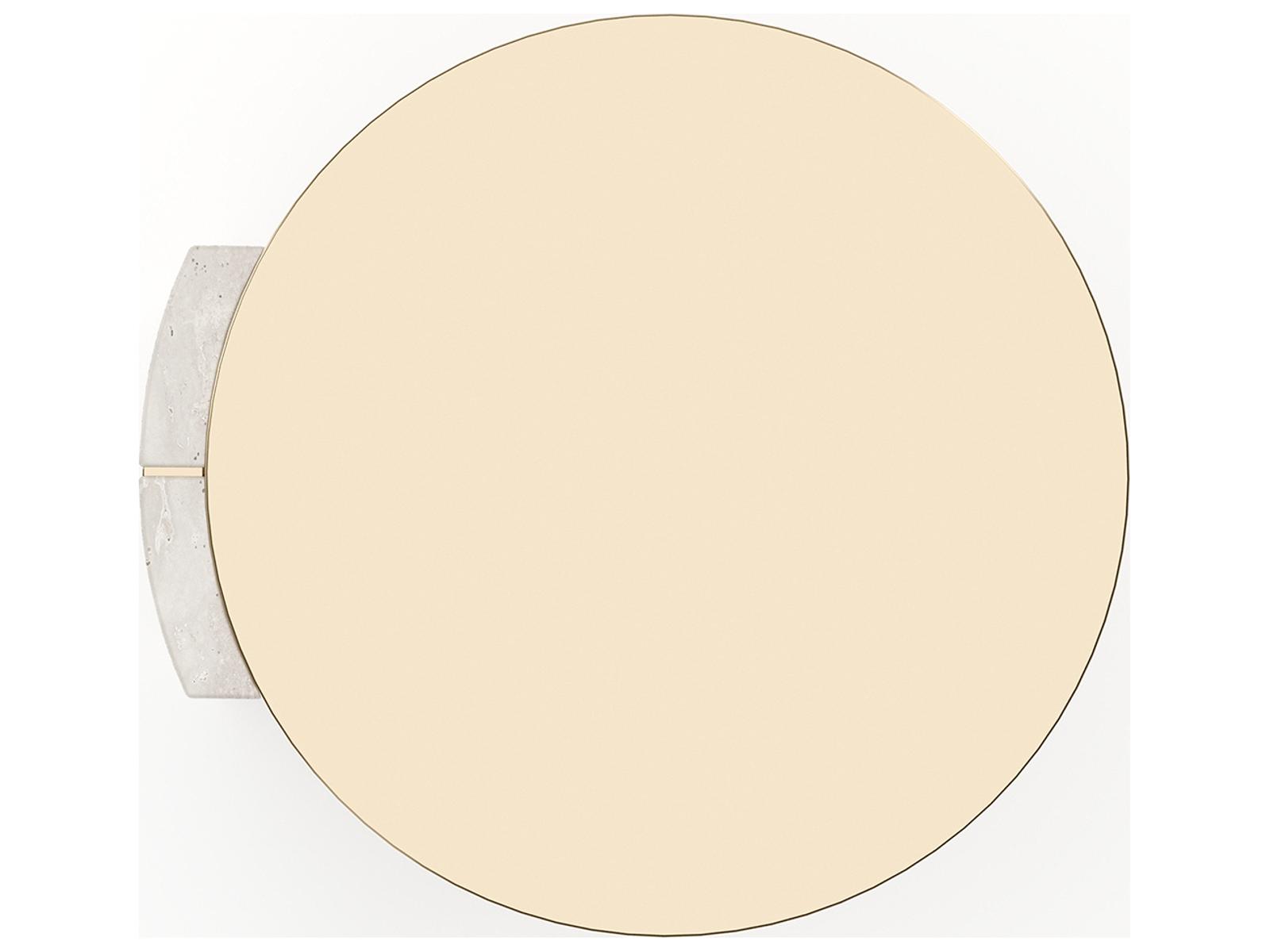Overlap Round Side Table Light in Whisper of Gold and Travertine
