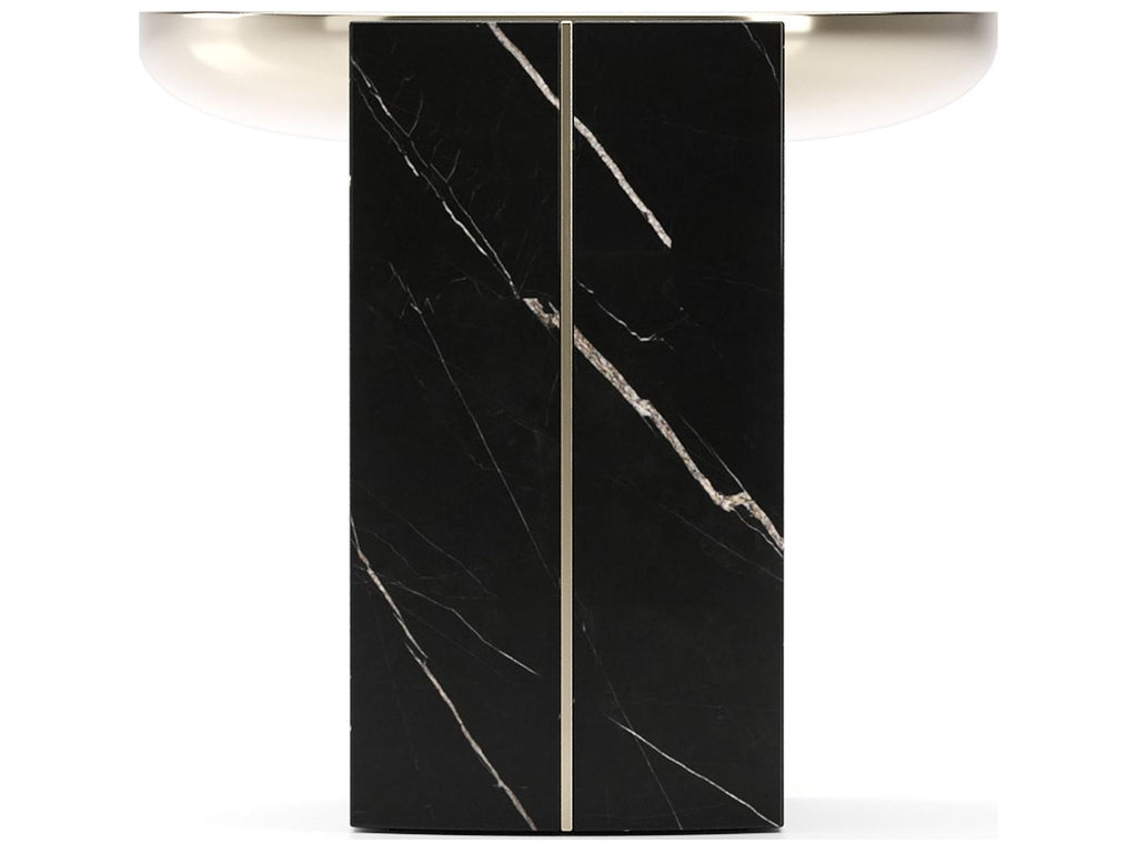 Overlap Round End Table with Nero Marquina Stone Base and Whisper of Gold Top
